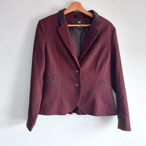 H&M Burgundy Cropped 90’s Y2K Peplum Blazer Jacket